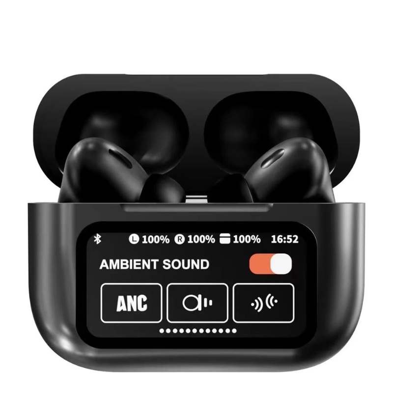 Black A9 Pro ANC Bluetooth 5.4 Wireless Earbuds - Image 2