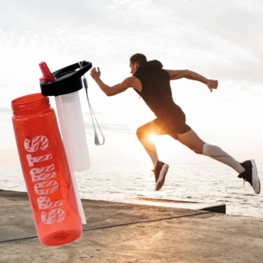 Red Stylish Water Sport Bottle 1000ml with Straw