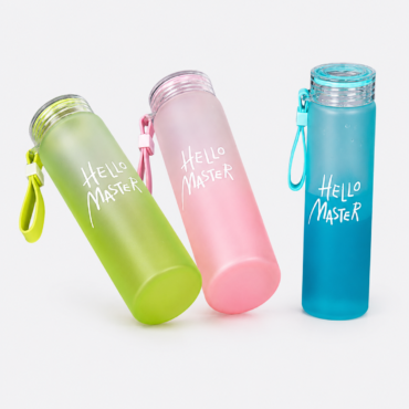 Pink Frosted Glass Water Bottle